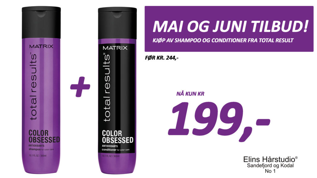 Mai og juni tilbud Matrix total results Shampoo og Conditioner