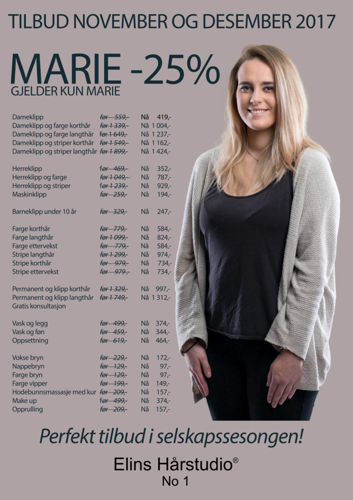 MARIE -25% TILBUD NOVEMBER OG DESEMBER 2017